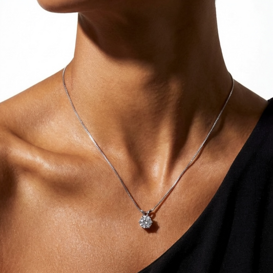 2ct Split Bale Pendant Necklace, 6 Claw, White Gold (VVS1/D/Excellent)