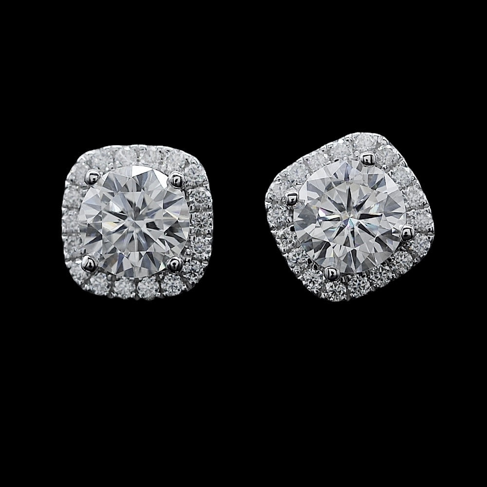 2ct Cushion Shaped V Diamond Earrings, White Gold (VVSI/D/Excellent)