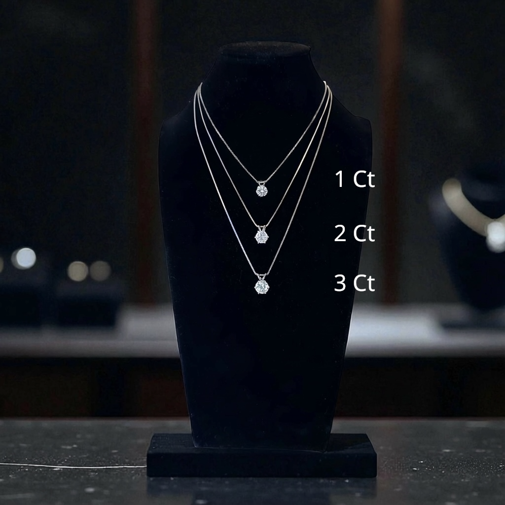 1ct Split Bale Pendant Necklace, 6 Claw, White Gold (VVS1/D/Excellent)