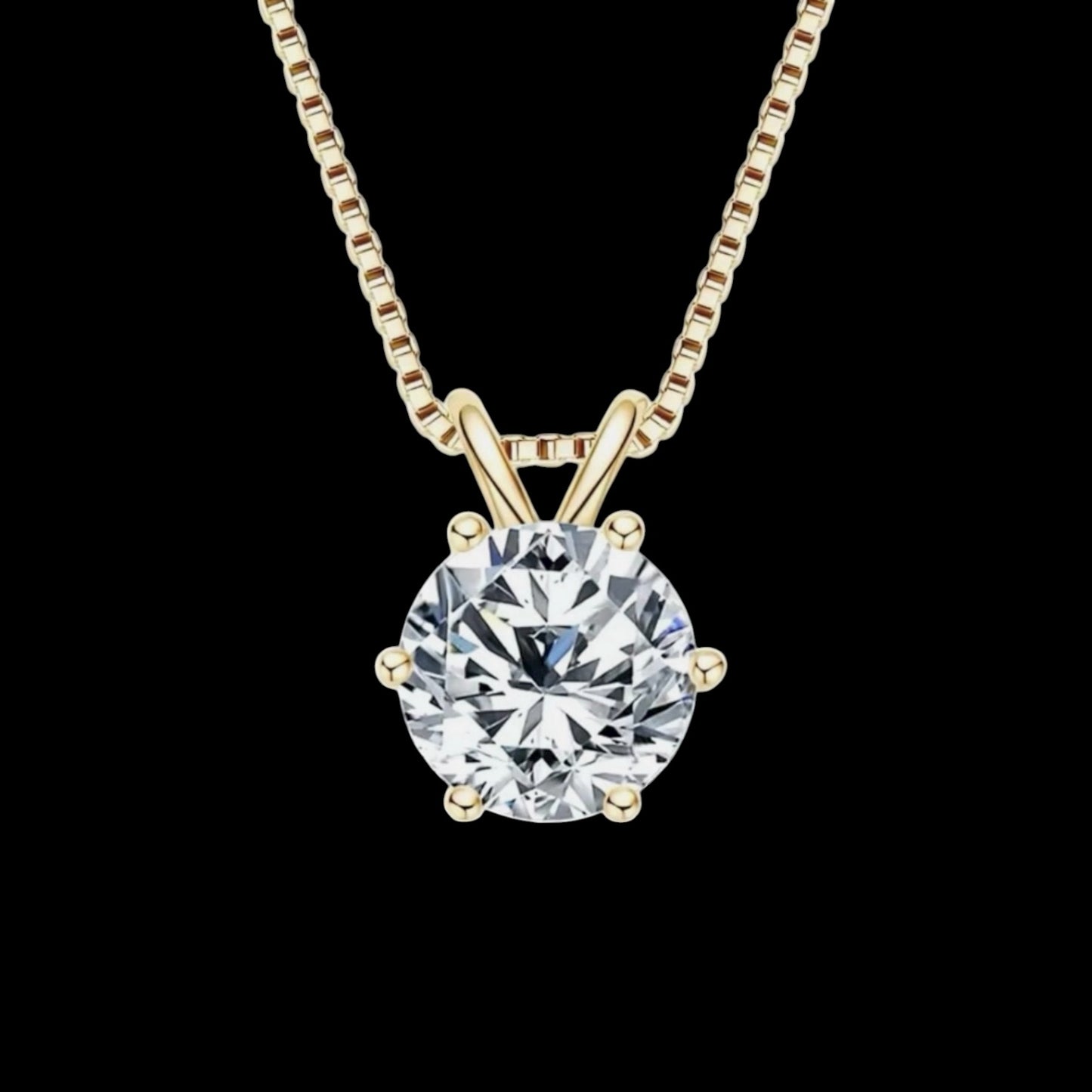 3ct Split Bale Pendant Necklace, 6 Claw, Yellow Gold (VVS1/D/Excellent)