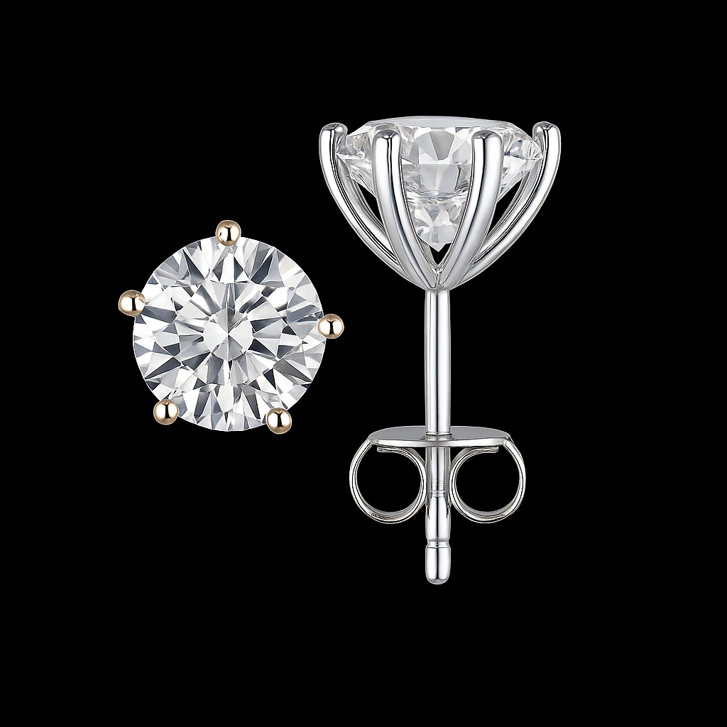 4ct Stud Earrings, White Gold, 6 claw (VVS1/D/Excellent)