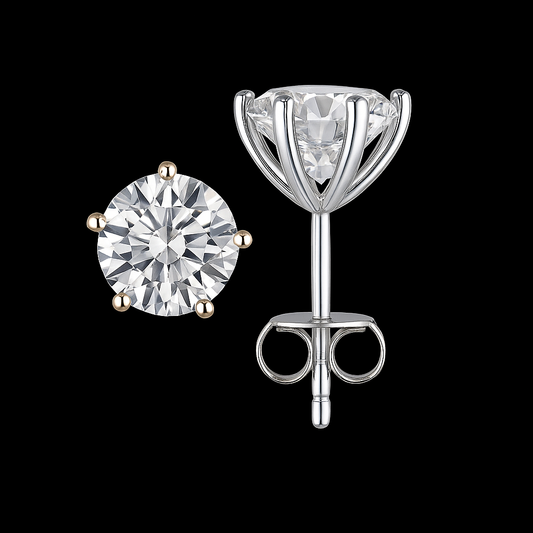 4ct Stud Earrings, White Gold, 6 claw (VVS1/D/Excellent)