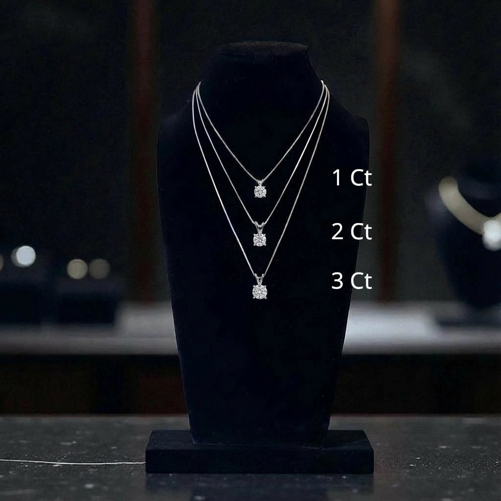 2ct Split Bale Pendant Necklace, 4 Claw, White Gold (VVS1/D/Excellent)