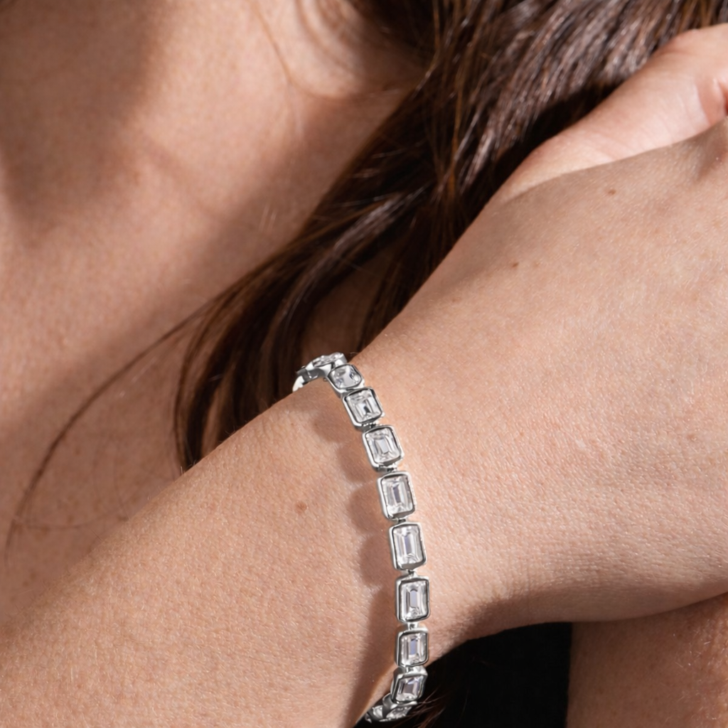 Emerald-Cut Bezel Tennis Bracelet