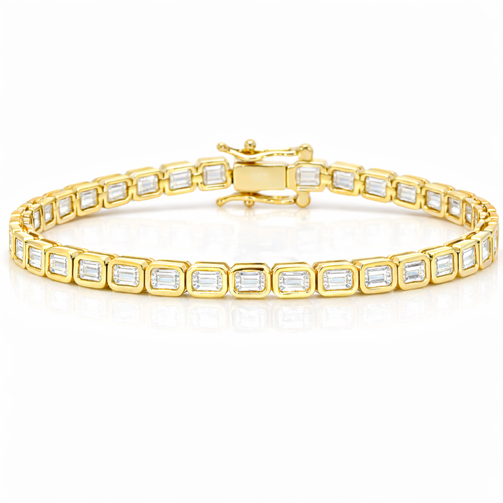 Emerald-Cut Bezel Tennis Bracelet
