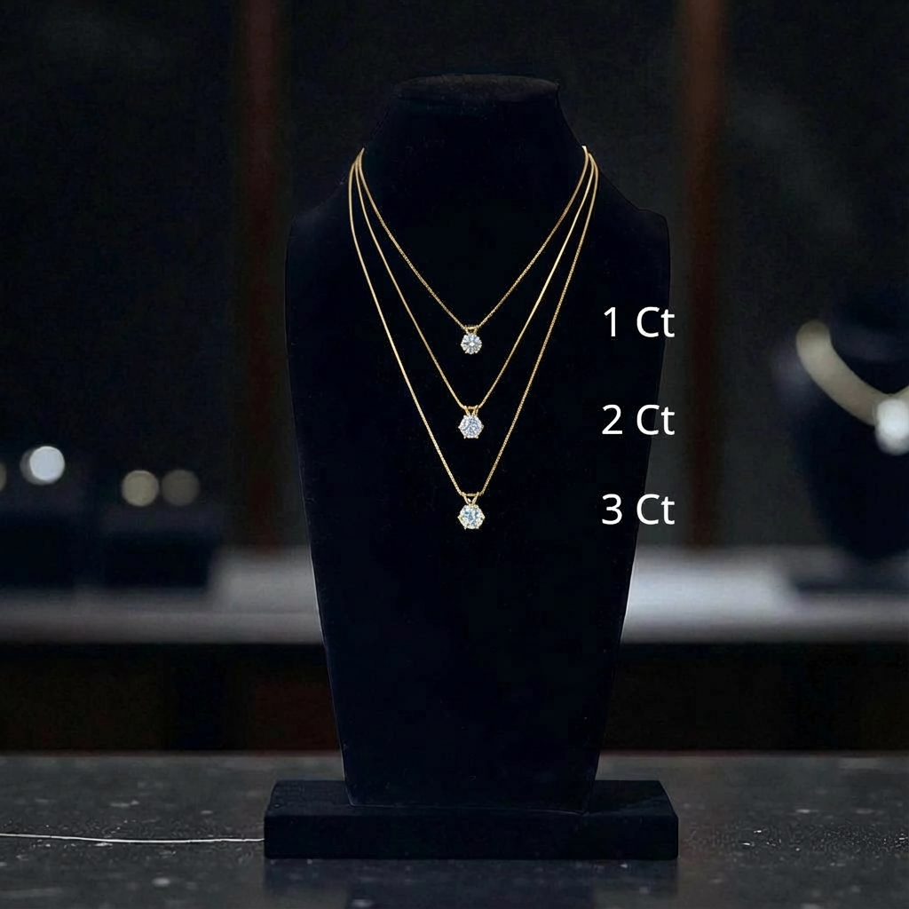 3ct Split Bale Solid Gold Pendant Necklace, 6 Claw, Yellow Gold (VVS1/D/Excellent)