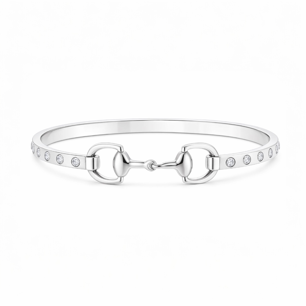 Horse-Bit Diamond Stud Bangle