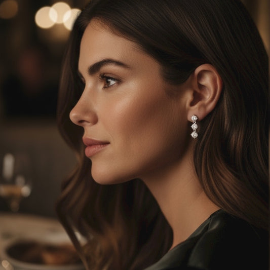 3.6ct Bezel Setting 3 Stone Earrings, White Gold  (VS1/D/Excellent)