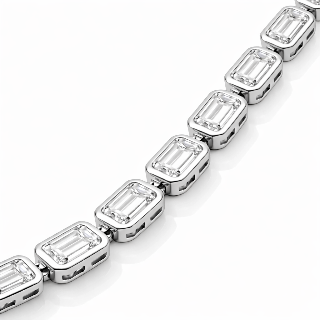 Emerald-Cut Bezel Tennis Bracelet