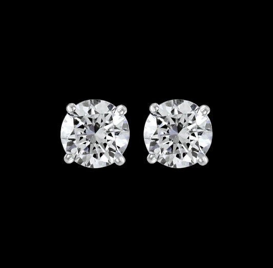 2ct Stud Earrings White Gold, 4 claw, (VVS1/D/Excellent)