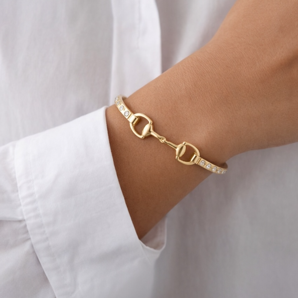 Horse-Bit Diamond Stud Bangle