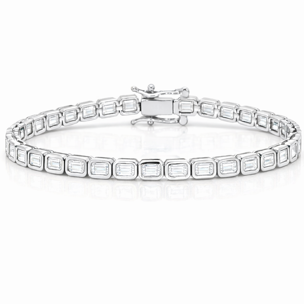 Emerald-Cut Bezel Tennis Bracelet