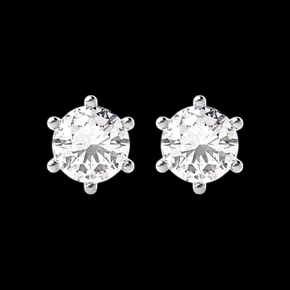 4ct Stud Earrings, White Gold, 6 claw  (VVS1/D/Excellent)
