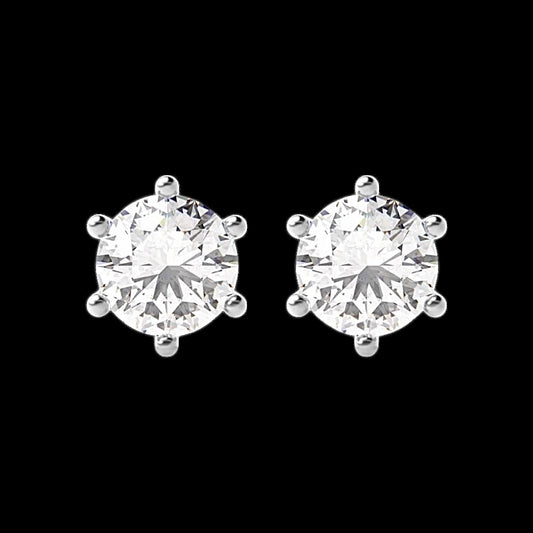 4ct Stud Earrings, White Gold, 6 claw  (VVS1/D/Excellent)