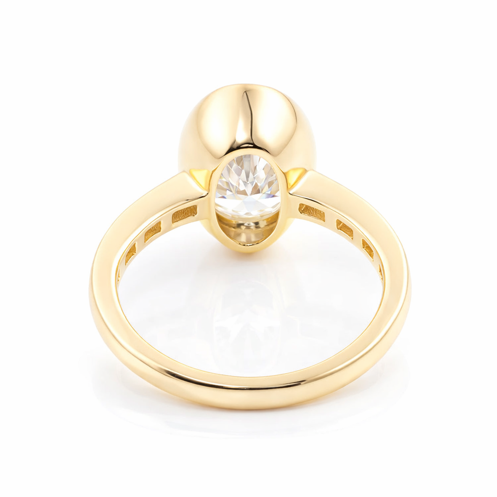4.5ct Oval Bezel Setting Engagement Ring with Emerald Half Band