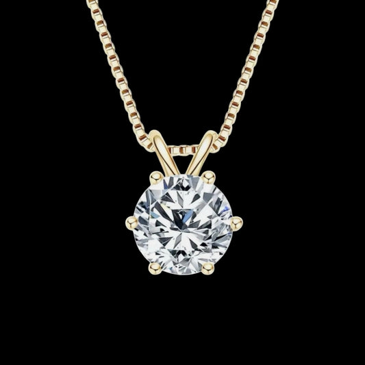 2ct Split Bale  Pendant Necklace, 6 Claw, Yellow Gold (VVS1/D/Excellent)