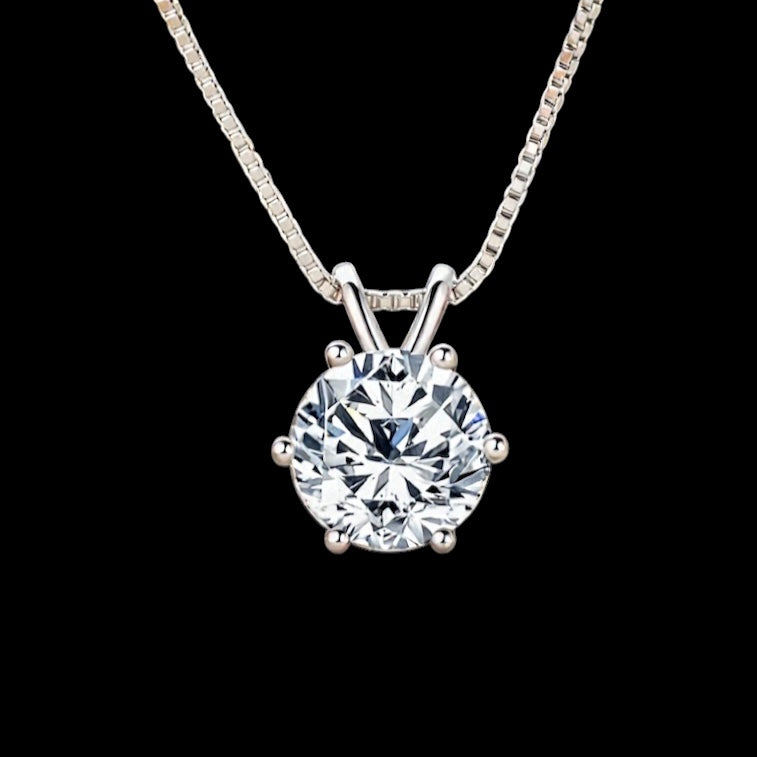 2ct Split Bale  Pendant Necklace, 6 Claw, White Gold (VVS1/D/Excellent)