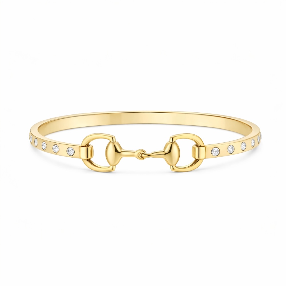 Horse-Bit Diamond Stud Bangle