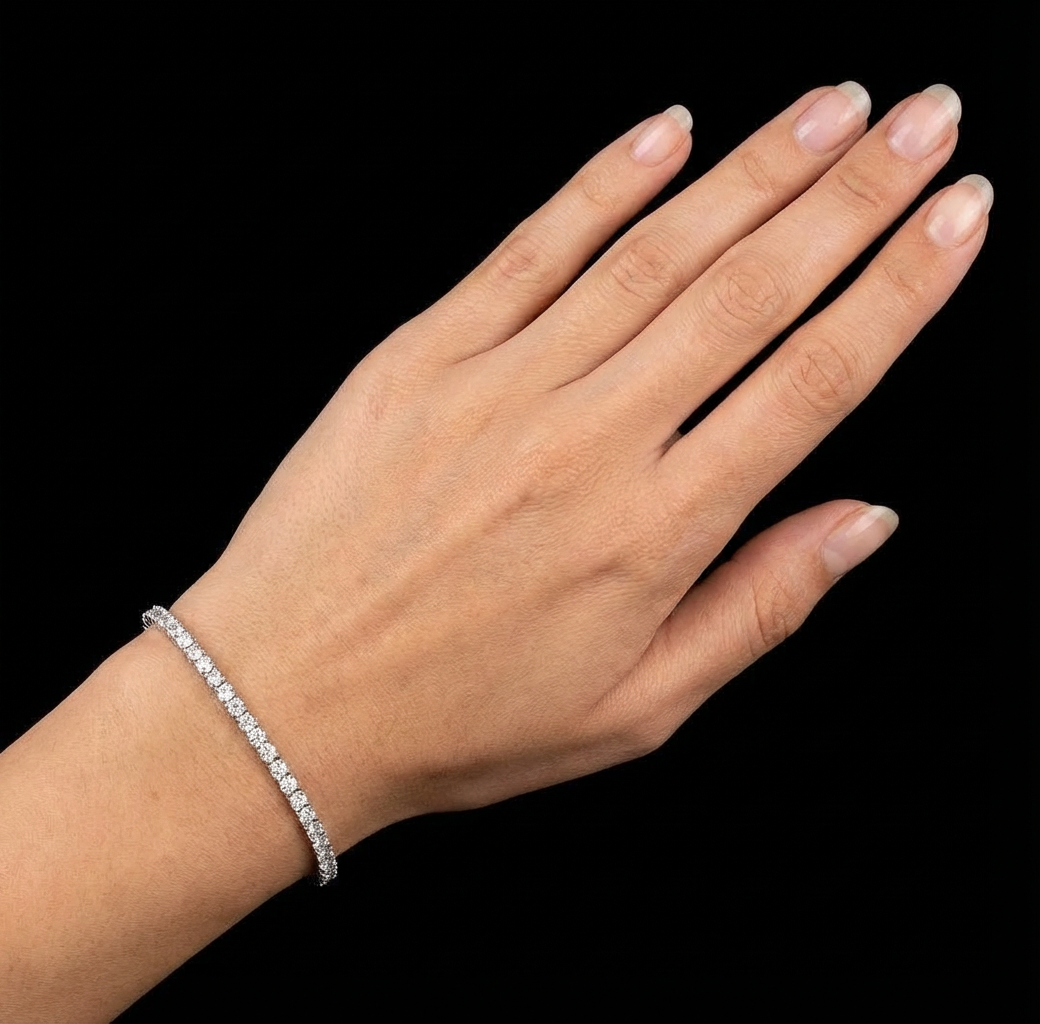 6ct Tennis Bracelet, White Gold (VVS1/D/Excellent) - 18cm