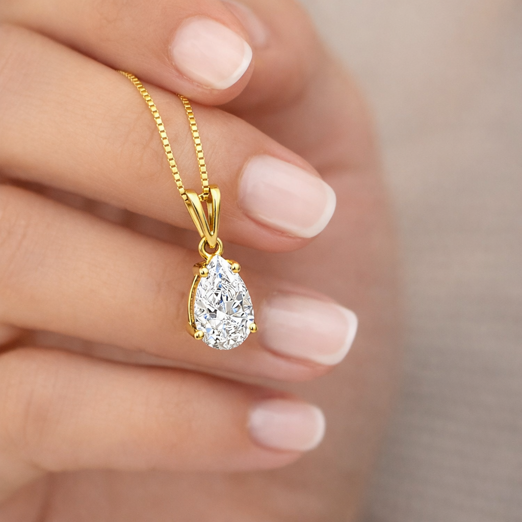 Pear Shaped, Split Bale Pendant Necklace