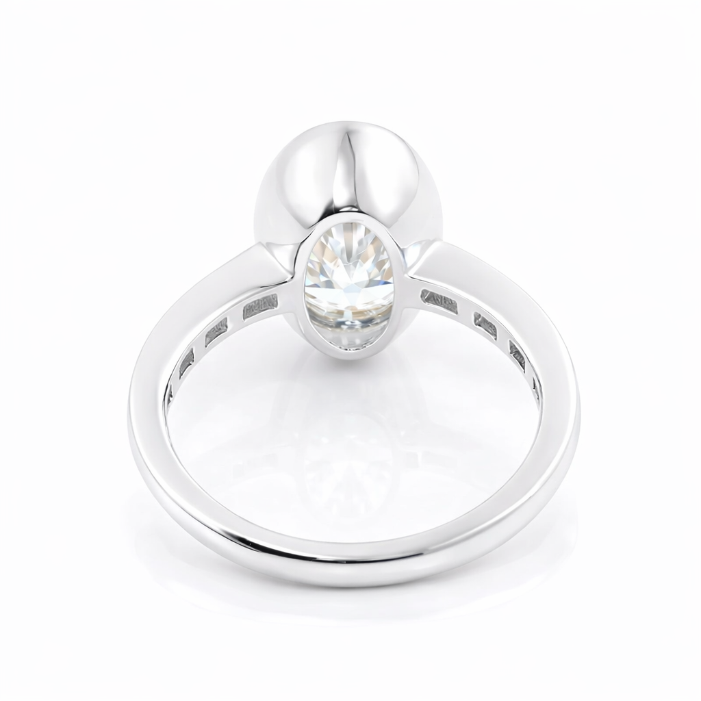 4.5ct Oval Bezel Setting Engagement Ring with Emerald Half Band