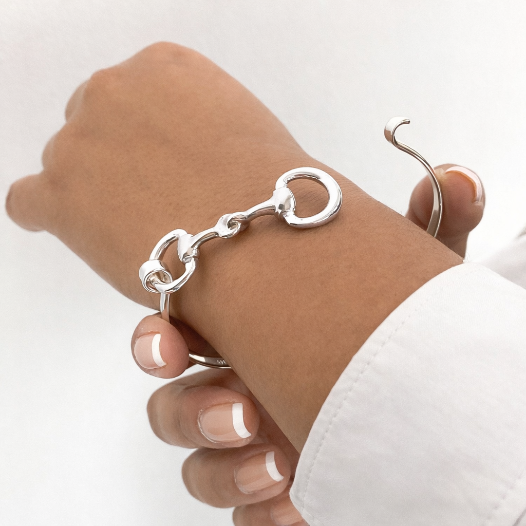 Horse-Bit Diamond Stud Bangle