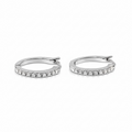 1ct Pave Hoop Earrings, White Gold(VVS1/D/Excellent)