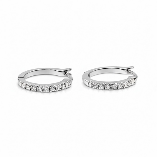 1ct Pave Hoop Earrings, White Gold(VVS1/D/Excellent)