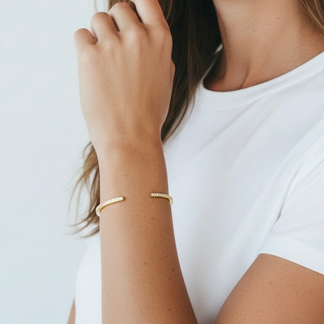 Pavé Open Cuff Skinny Bangle