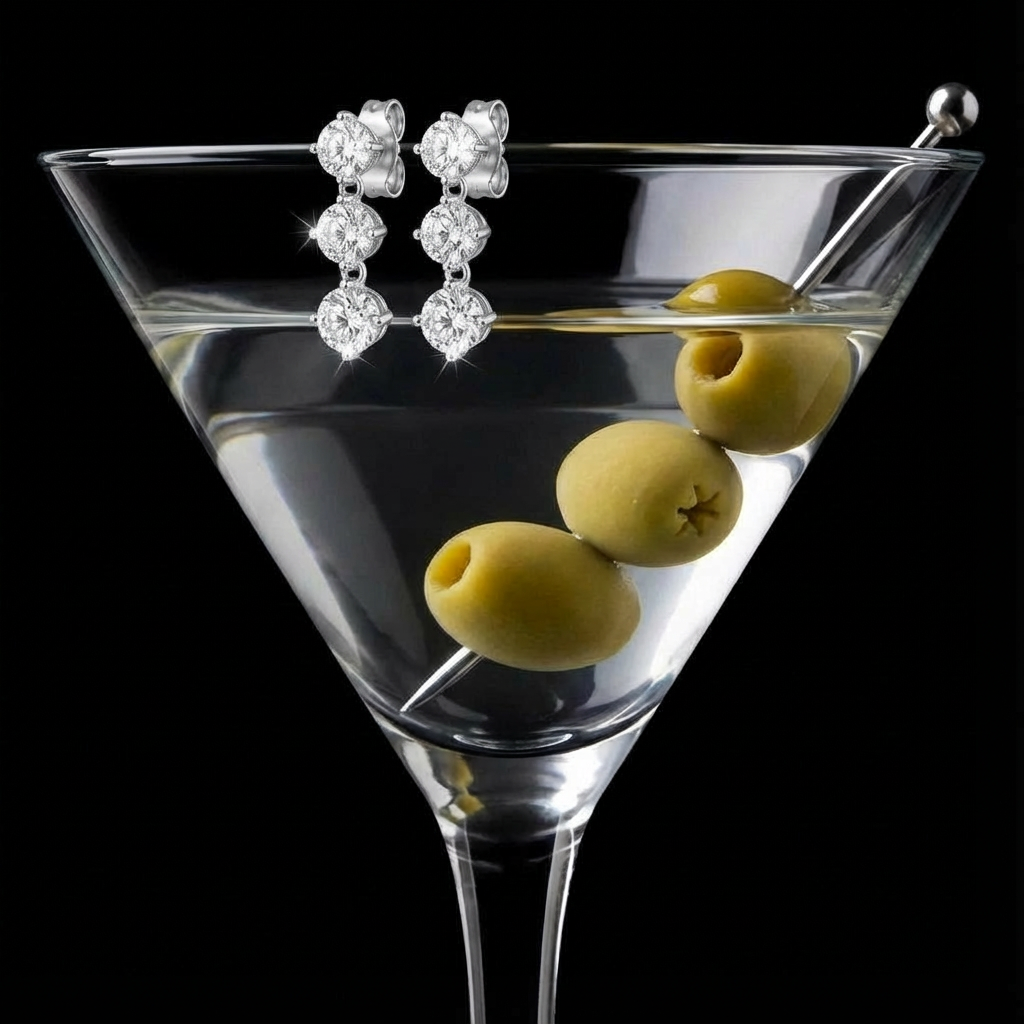 4ct Bezel Setting 3 Stone Earrings, White Gold  (VVS1/D/Excellent)