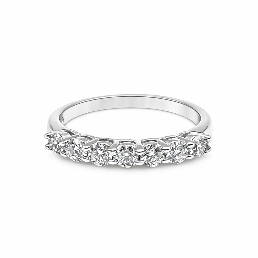 Seven Stone Eternity Ring, White Gold (VVS1/D/Excellent)