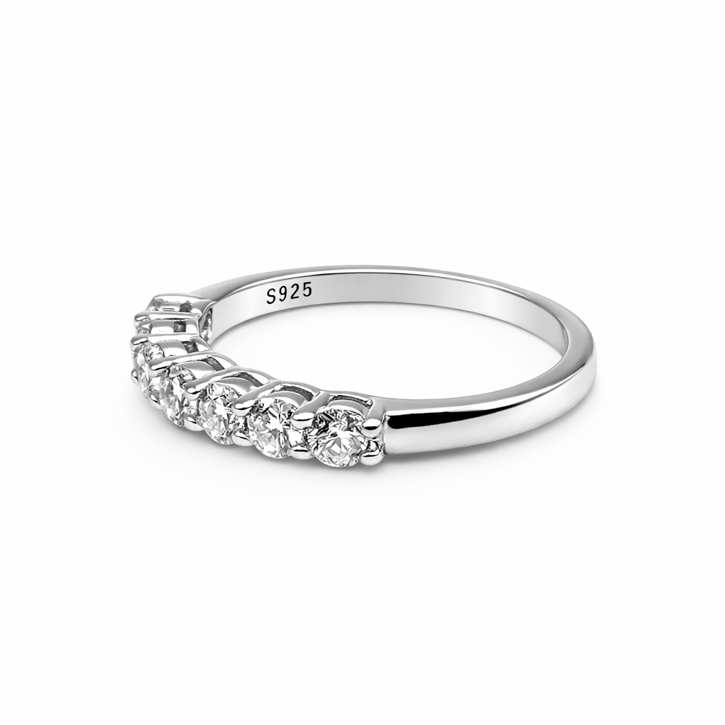 Seven Stone Eternity Ring, White Gold (VVS1/D/Excellent)