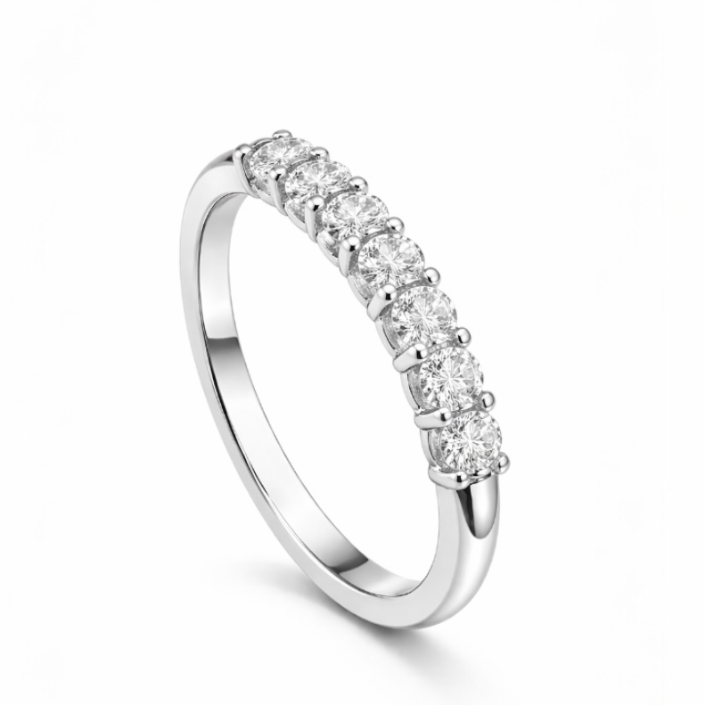Seven Stone Eternity Ring, White Gold (VVS1/D/Excellent)