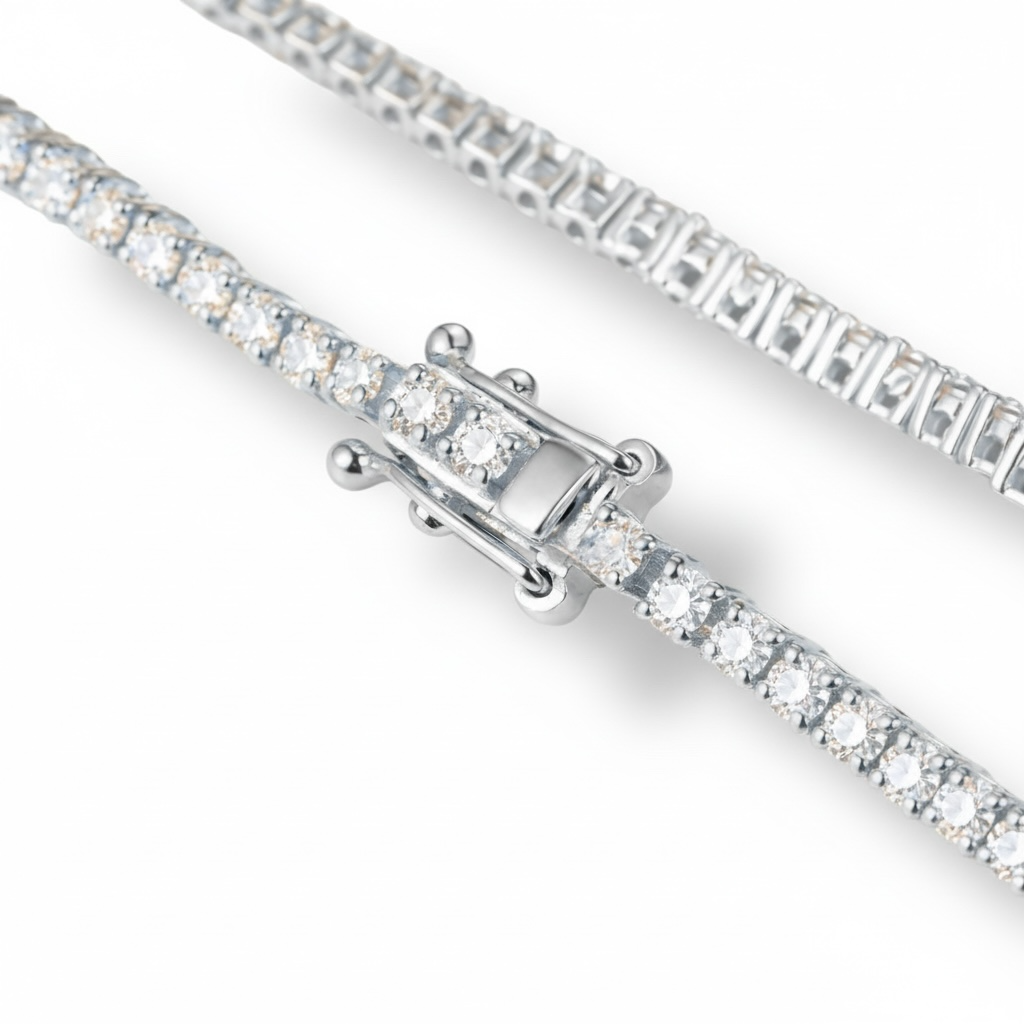 Tennis Bracelet with Bezel Emerald-Cut Centre Stone