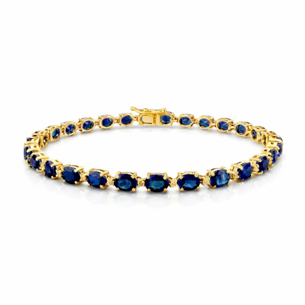 Blue Oval 4 Prong Setting Tennis Bracelet