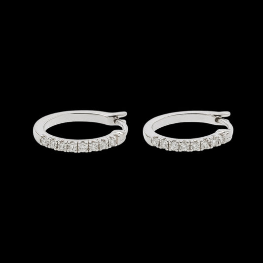 1ct Pave Hoop Earrings, White Gold(VVS1/D/Excellent)