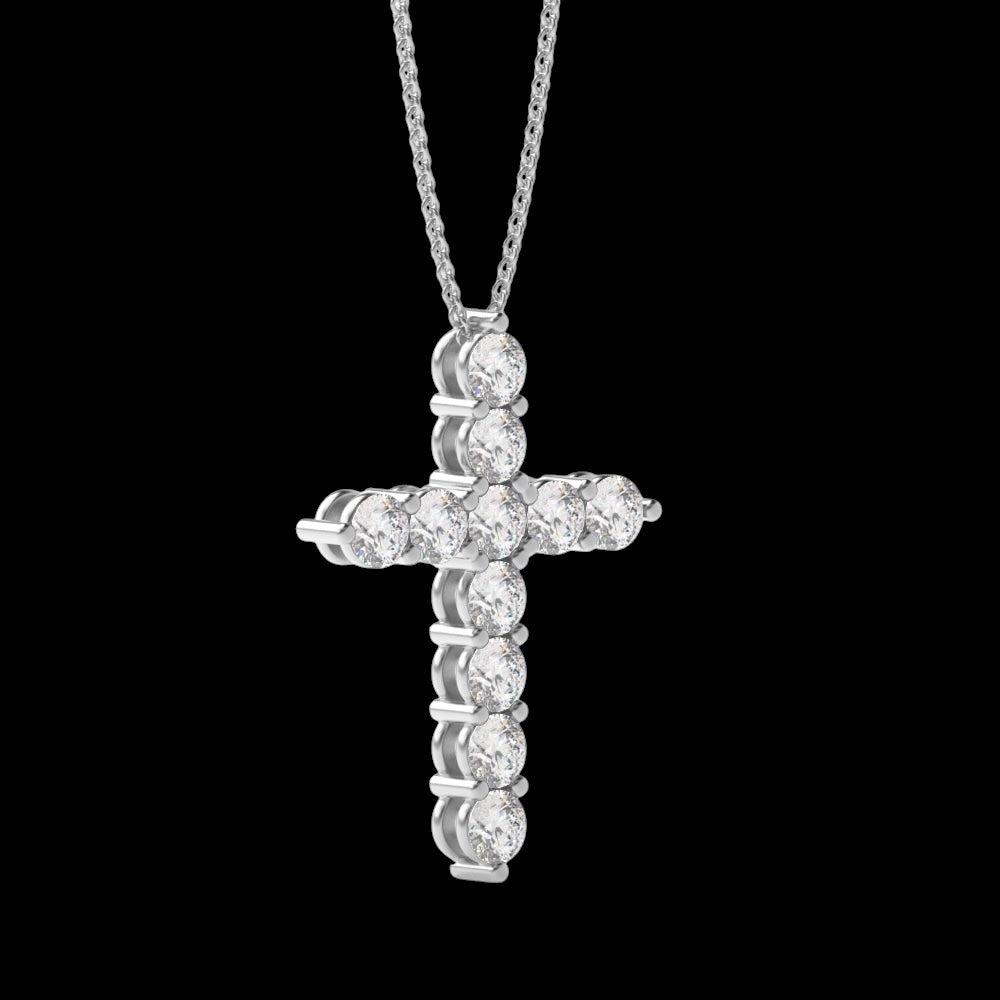1ct Cross Necklace,  White Gold (VVS1/D/Excellent)