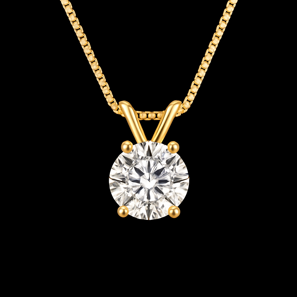2ct Split Bale  Pendant Necklace, 4 Claw, Yellow Gold (VVS1/D/Excellent)