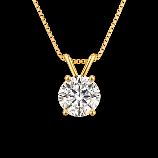 2ct Split Bale  Pendant Necklace, 4 Claw, Yellow Gold (VVS1/D/Excellent)