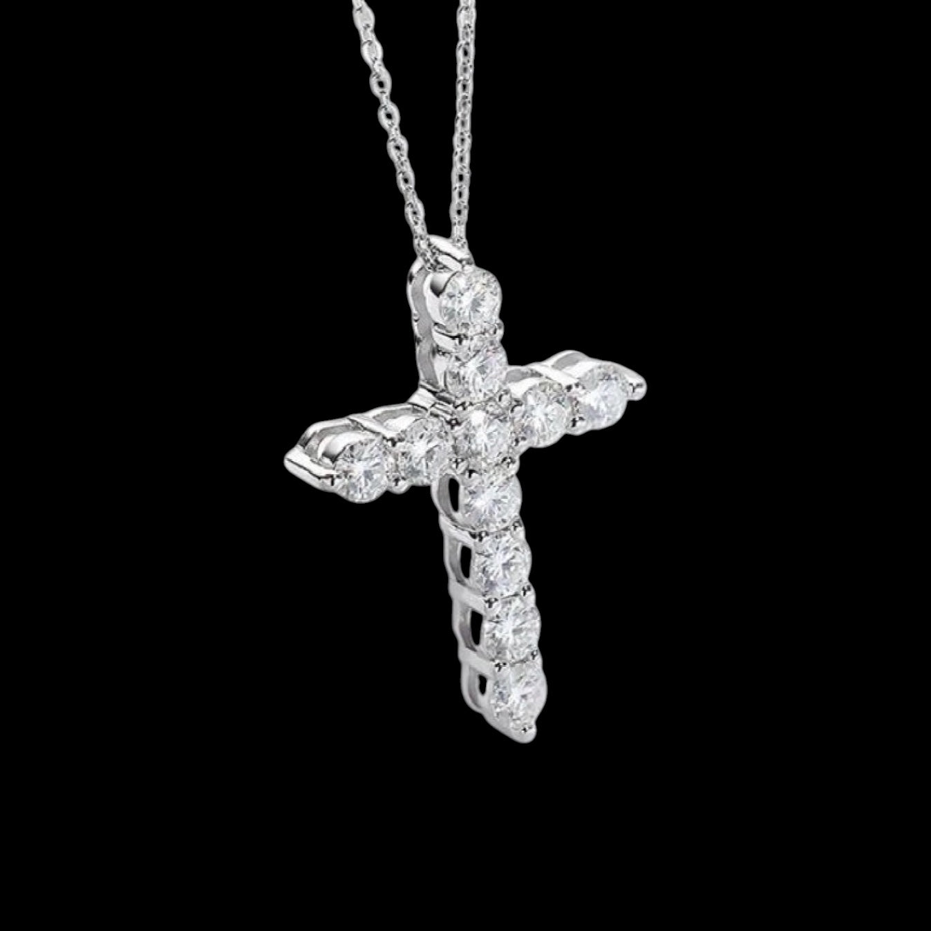 1ct Cross Necklace,  White Gold (VVS1/D/Excellent)