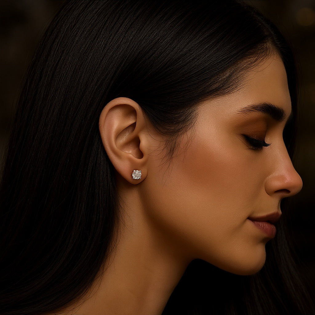 2ct Stud Earrings Yellow Gold, 4 Claw (VVS1/D/Excellent)