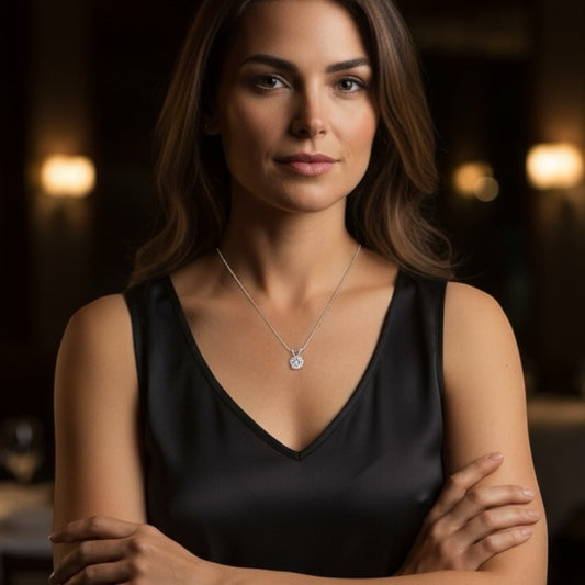 3ct Split Bale  Pendant Necklace, 4 Claw, White Gold (VVS1/D/Excellent)