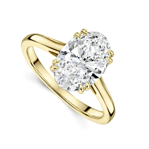 2.24ct Oval Solitaire Engagement Ring, Double Four Claw with Hidden Halo