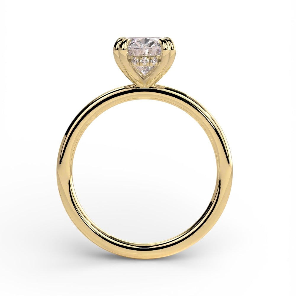 2.24ct Oval Solitaire Engagement Ring, Double Four Claw with Hidden Halo