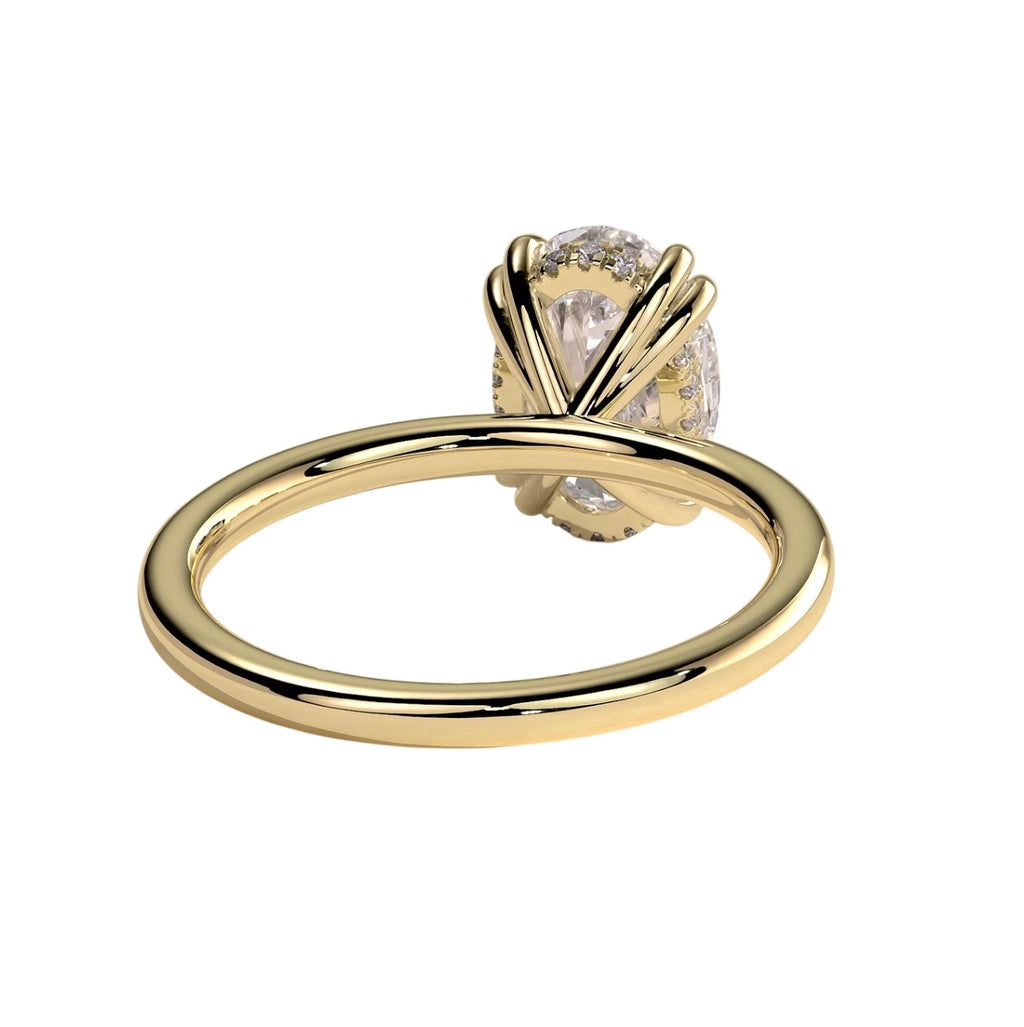 2.24ct Oval Solitaire Engagement Ring, Double Four Claw with Hidden Halo