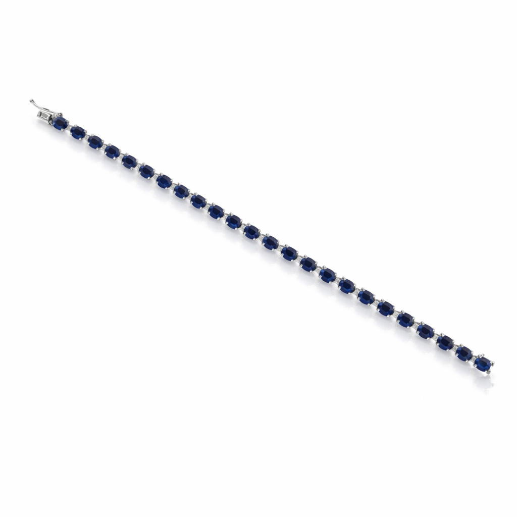 Blue Oval 4 Prong Setting Tennis Bracelet