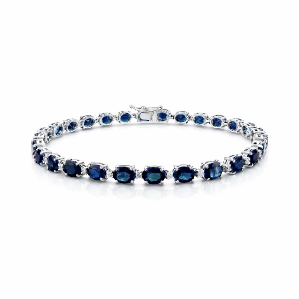 Blue Oval 4 Prong Setting Tennis Bracelet