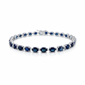 Blue Oval 4 Prong Setting Tennis Bracelet