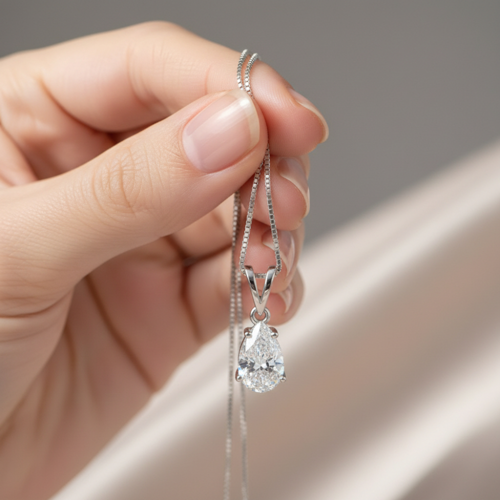 Pear Shaped, Split Bale Pendant Necklace