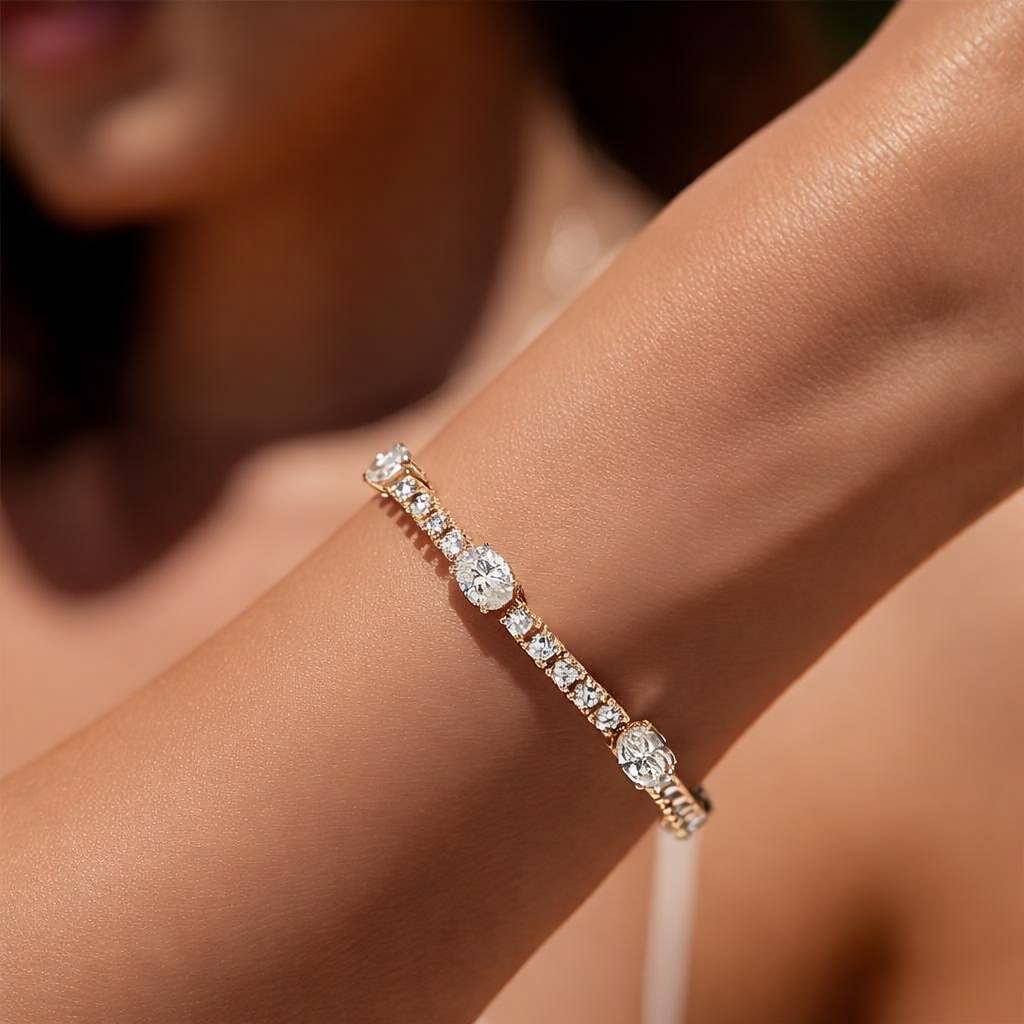 Oval and Round Tennis Bracelet